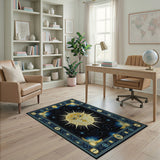 Golden Sun Face Celestial Tribal Rug