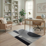 Modern Abstract Geometric Black White Area Rug