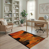 Orange Bold Orange Black Geometric Modern Rug