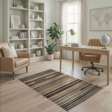 Brown Tan Striped Geometric Area Rug