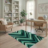 Teal Layered Geometric Area Rug
