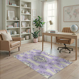 Purple Ornate Floral Damask Area Rug