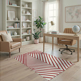 Red Geometric Diamond Line Area Rug