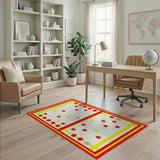 Red Yellow Go Board Geometric Area Rug
