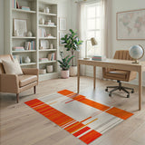 Vibrant Orange Red Geometric Stripe Area Rug
