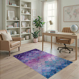 Purple Purple Watercolor Scales Area Rug