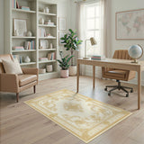 Gold and Silver Gold Floral Vintage Area Rug