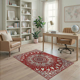 Red Mandala Lotus Area Rug