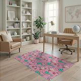 Playful Cartoon Seahorse Area Rug in Pink
