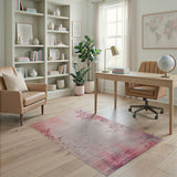 Blush Pink Distressed Vintage Floral Area Rug