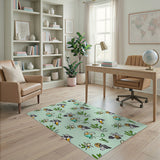 Playful Cartoon Bees and Leaves Area Rug