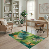Geometric Palm Frond Area Rug