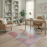 Blush Pink Curved Geometric Area Rug