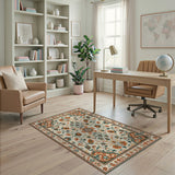 Cream Traditional Persian Floral Area Rug