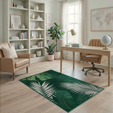 Green Lush Green Monstera Palm Leaf Area Rug