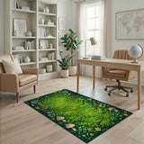 ODIKA Washable Enchanted Forest Garden Area Rug - Non-Slip Low Pile Whimsical Carpet