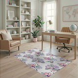 Blush Pink Floral Watercolor Area Rug