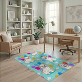 Playful Cartoon Puppies with Balloons Area Rug