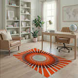 Orange Bold Orange Sunburst Geometric Area Rug
