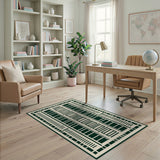 Modern Geometric Green on Beige Area Rug