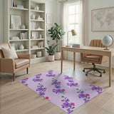 Purple Purple Hibiscus Floral Area Rug