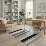Black and White Modern Black Grey White Striped Area Rug