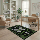 Ornate Green Butterfly Skull Area Rug