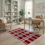 Classic Red Plaid Check Area Rug