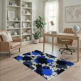 Navy Blue Paint Splatter Abstract Area Rug