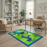Playful Blue Frogs Kids Area Rug