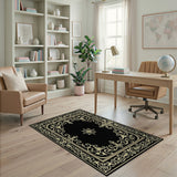 Black Gold Ornate Persian Border Rug