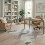 Cascading Grey Waves Abstract Area Rug