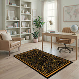 Cosmic Orange Starburst Geometric Rug