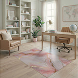 Blush Pink Gold Vein Marble Abstract Area Rug