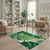 Vibrant Monstera Leaves Green Area Rug