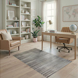 Grey Horizontal Striped Textured Area Rug