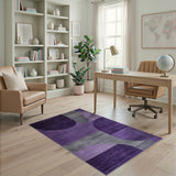Purple Purple Grey Abstract Geometric Area Rug
