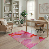 Pink Vibrant Pink Wave Abstract Area Rug