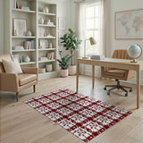 Geometric Modern Red Snowflake Plaid Area Rug