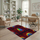 Red Rainbow Curtain Stage Area Rug