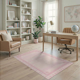 Pink Chevron Rug with Ornate Floral Border