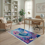 Whimsical Pink-Haired Mermaid Ocean Rug