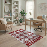 Red White Heritage Tribal Plaid Area Rug