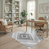 Intricate Black White Persian Motif Traditional Persian Area Rug