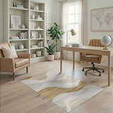 Beige and Neutral Abstract Wavy Beige Neutral Area Rug