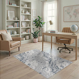 Grey Abstract Marbled Floral Area Rug