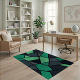 Vibrant Green Geometric Mosaic Area Rug