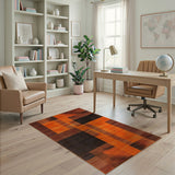 Orange Bold Orange Black Geometric Abstract Area Rug
