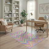 Pastel Paw Print Chevron Kids Rug