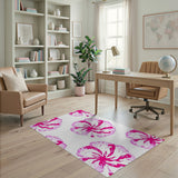Pink Hibiscus Watercolor Area Rug
